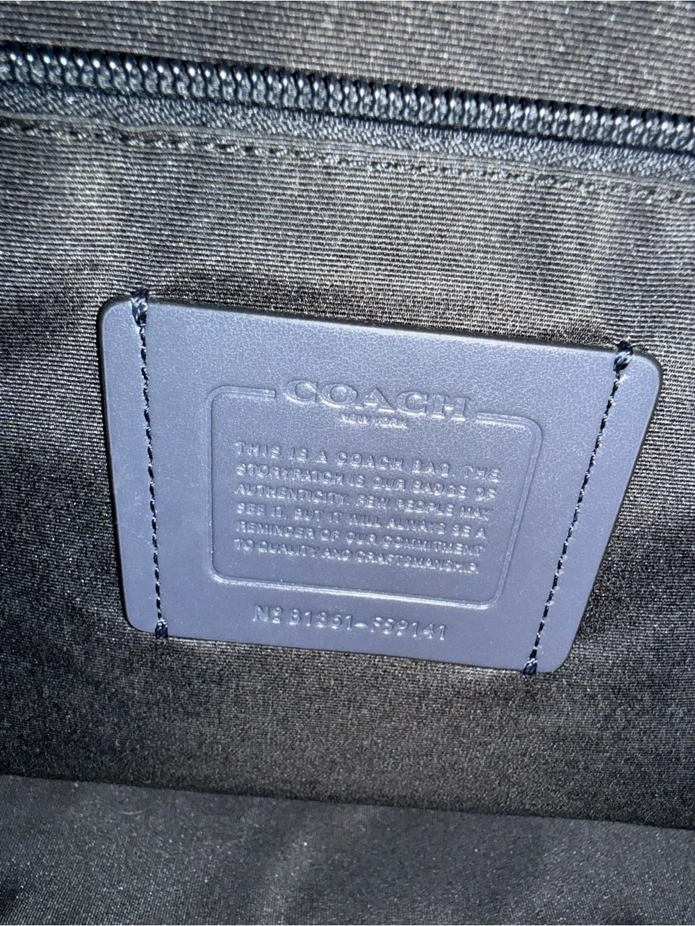 Coach Black Pebble Leather Briefcase/Computer bag with ID Tag